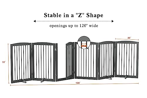 Freestanding Pet Gate with Door (6 Panel 32" / Gray)