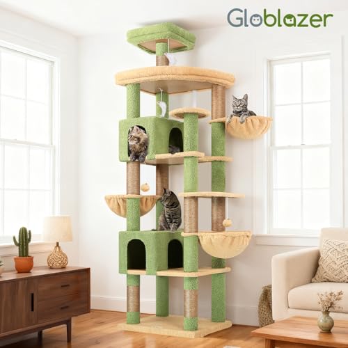 82in Cactus Extra Large Cat Tree for Indoor Cat Large Adult (82inch / Cactus Green)