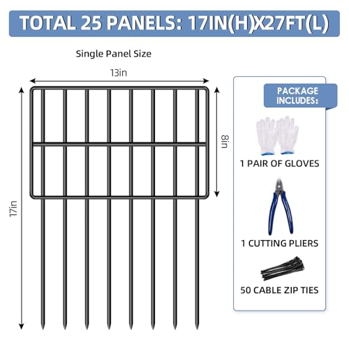 25 Pack Garden Animal Barrier Fence (27FT x17in(H), 25pack)