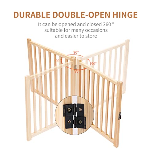 Non Painted Wooden Freestanding Dog Gates (【3 Panel】-16.9“ H)