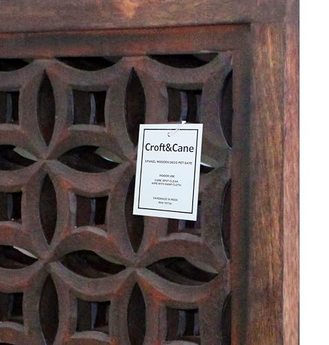 Wooden Foldable Pet Dog Gate (Antique Brown / 3 Panel)