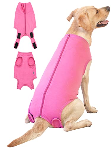 Dog Surgery Recovery Suit (3XL(Back 24-26" Chest 27-29" Weight 80-115lb) / Rose)