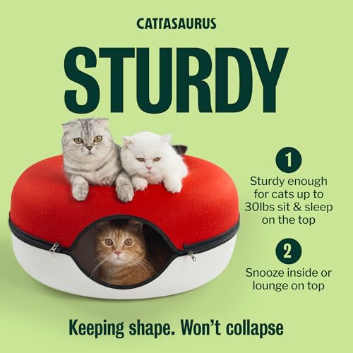Peekaboo Cat Cave Donut for Multiple & Large Cats up to 30 (Ruby Snowball / Large)