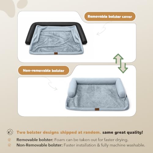 Orthopedic Waterproof Jumbo Dog Bed with Bolster for Extra Large Dogs (53.0"L x 42.0"W x 8.0"Th / Grey)