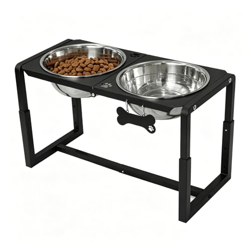 Metal Elevated Dog Bowls (8.8-14" | L/XL Dogs | 2×111oz Bowls)