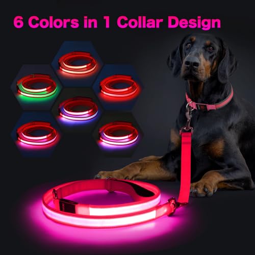 LED Light Up Dog Leash (Pink / 6Ft(Three-section))
