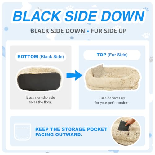 Human Dog Bed for Adult (71.0"L x 45.0"W x 12.0"Th / Beige)