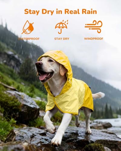 Waterproof Dog Raincoat with Hood (Small / Yellow)