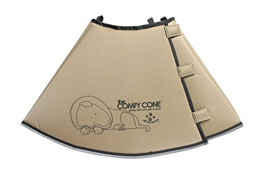 Comfy Cone Pet Cone for Dogs (Tan / XXL(Neck to Nose 14.5"))