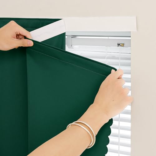 Self Adhesive Curtain (Dark Green / 47"W x 84"L (Pack of 1))