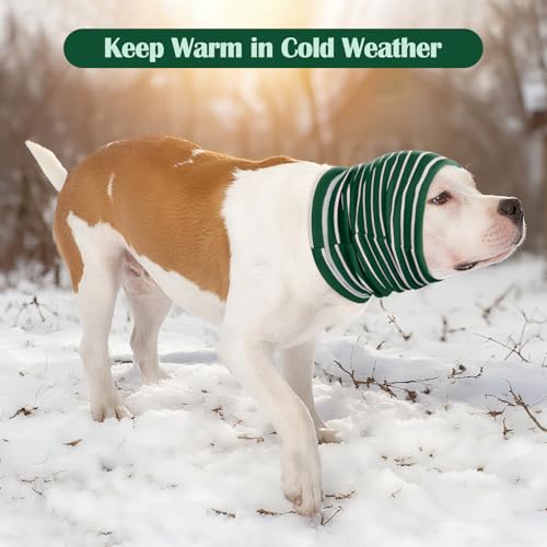 Calming Hoodie Dog Grooming Ear Cover Anxiety Relief (M(Head Girth: 11.8in-19.7in) / GreenStriped)
