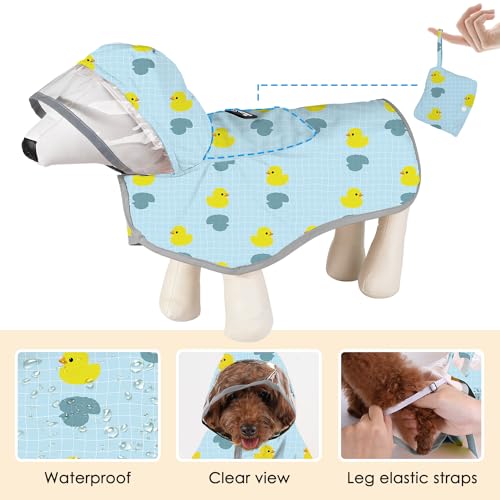 Dog Raincoat Waterproof Dog Rain Jacket with Clear Hooded (Duck Pattern / XX-Large)
