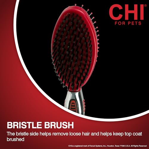 for Dogs Double (Red - Double Sided Bristle & Pin Brush / 1 Count (Pack of 1))