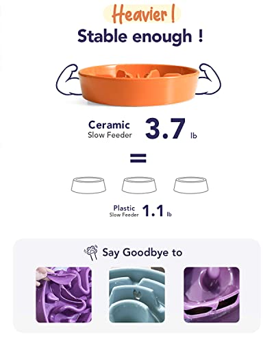 Slow Feeder Dog Bowls Ceramic (Sun Orange / L-3 Cups)