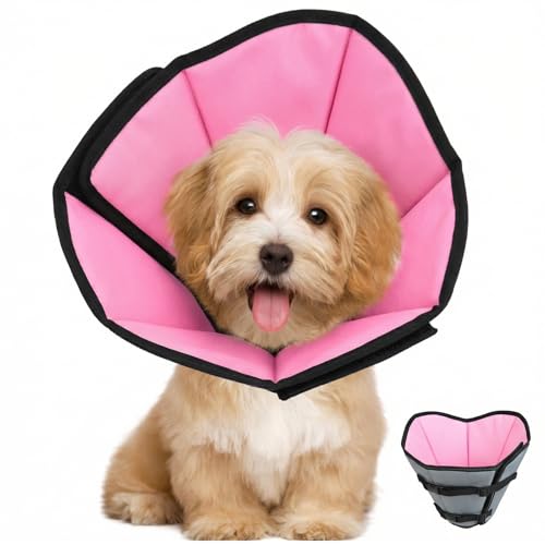 Soft Dog Cone Collar After Surgery (Pink / S(Neck:9.1"-10.7"/Depth:7.8"))