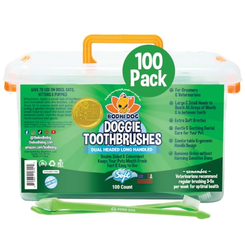 Dual Headed Toothbrush for Dogs & Cats (1 Count (Pack of 100))
