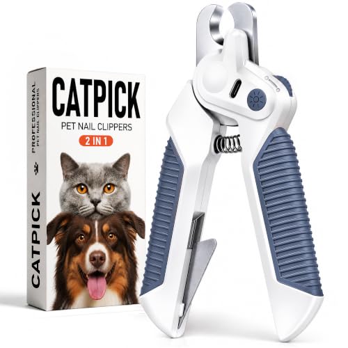2-in-1 Cat Nail Clipper with Light for Small Medium Large Dogs (Blue)