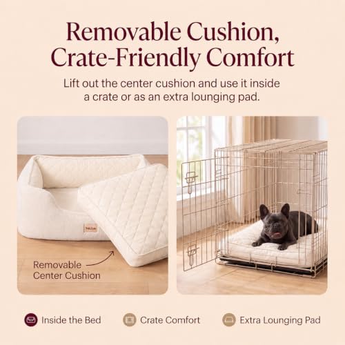 Cooling Orthopedic Dog Bed for Medium Dogs (Beige / 38"L × 29"W (M))