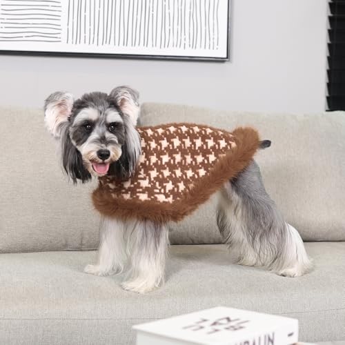 Dog Sweater Cloak (Large(Back Length 14") / Brown Houndstooth)