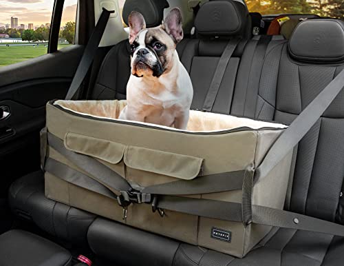 Dog Booster Seat for 2 Small Dogs or Medium Dog up to 55 lbs (Large / Brown)