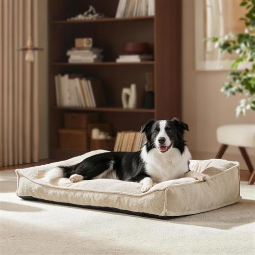 Orthopedic Dog Bed Medium Size Dog (Beige / 35"L x 25"W x 8"Th)