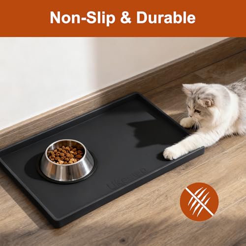 19" x 12" Extra Thick Silicone Mat Waterproof with Raised Edge (Black / 19"L x 12"W)