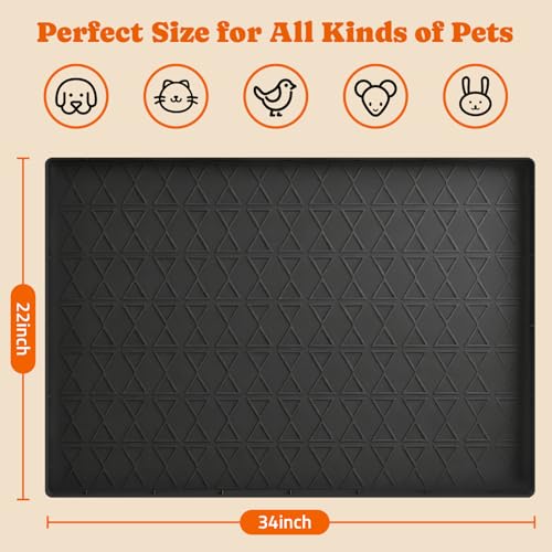 Pet Feeding Mat with Raised Edge (Black)
