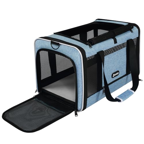Cat Carrier 18 x 11 x 11 Top Loading Soft Pet Travel Bag Over 15lbs (Blue / 18.0"L x 11.0"W x 11.0"H)