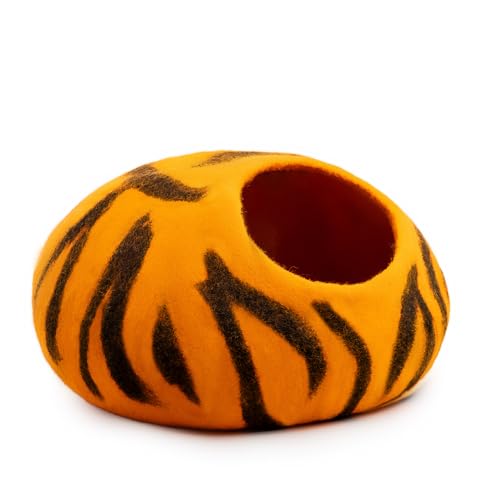 Luxurious Merino Wool Cat Cave (Tiger)