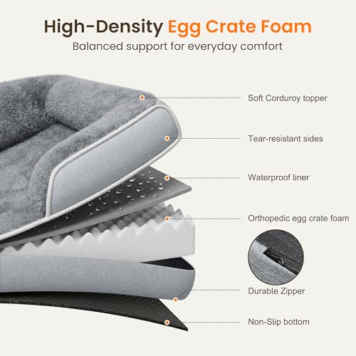 Orthopedic Dog Bed for Giant&Multiple Dogs (Light Grey / 53.0"L x 42.0"W x 8.0"Th)