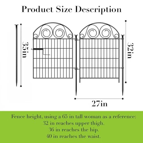 Tall Garden Fencing Animal Barrier with Gate (32''(H)-4panels-8.8ft(L))