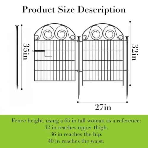 Tall Garden Fence with Gate (32''(H)-24panels-52.5ft(L))