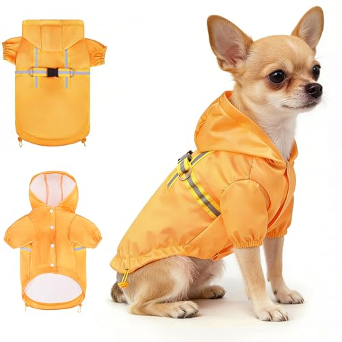 Dog Raincoats for X (Solid Yellow / XS(Back 10.5", Chest 16.9", Neck 12"))