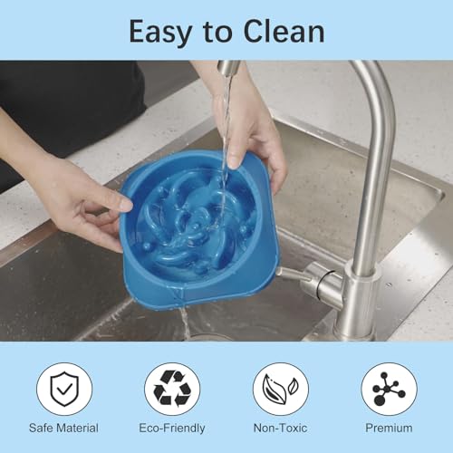 2 Pack Slow Feeder Dog Bowls (C-Purple&DarkBlue / Medium)