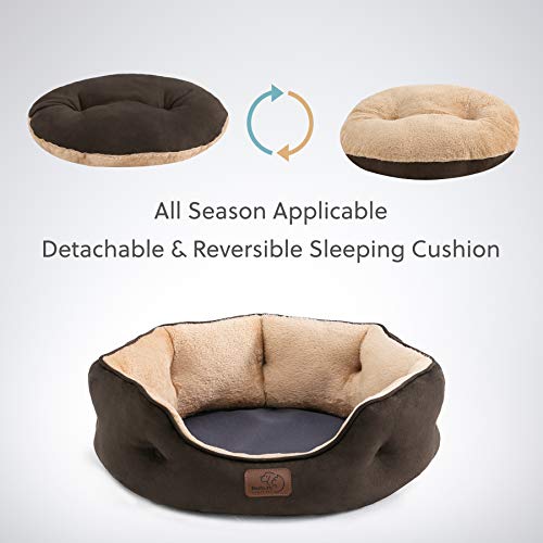 Small Dog Bed Washable (20"L x 19"W x 6"Th / Brown)
