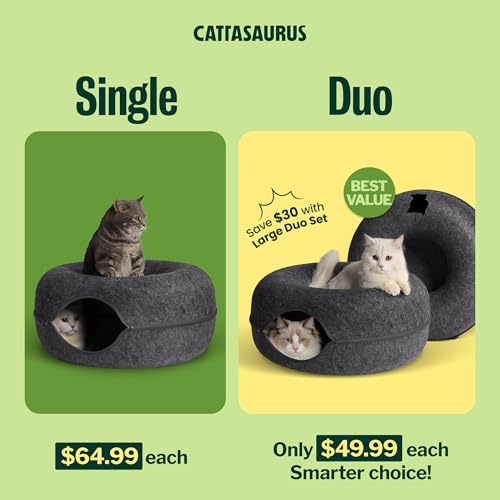Peekaboo Cat Cave Donut for Multiple & Large Cats up to 30 (Dark Gray + Dark Gray / Large)