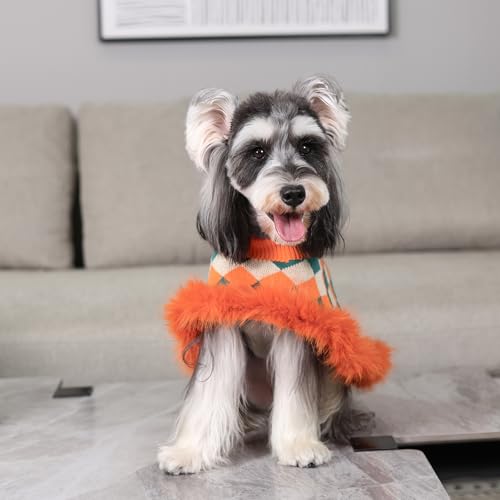 Dog Sweater Cloak (Large(Back Length 14") / Orange & Green)