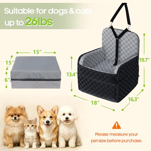 Waterproof Dog Booster Car Seat for Small Medium Dogs up to 26 lbs