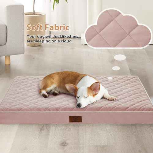 Orthopedic XXL Dog Beds for Large Senior Dog Bed Comfy Sleeping (Pink / 47"L x 29"W x 3.5"Th)