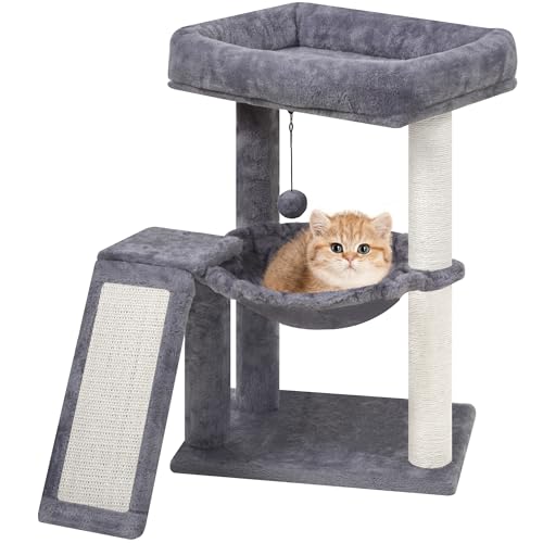 YOUPET Cat Tree with Cat Scratching Post for Indoor Cats (Grey / 25.59")