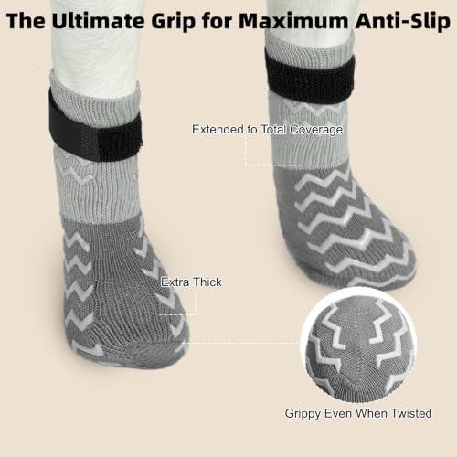 Dog Socks Shoes for Hot Pavement to Prevent Licking Paws (Gray / Medium (Paw Width: 2.6"))