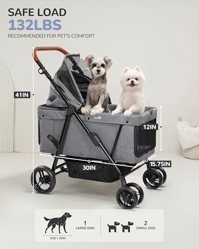 Dog Stroller for Large & Medium Dogs (Urban Gray)