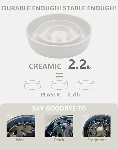 Ceramic Slow Feeder Dog Bowls (White / 8 Inches)