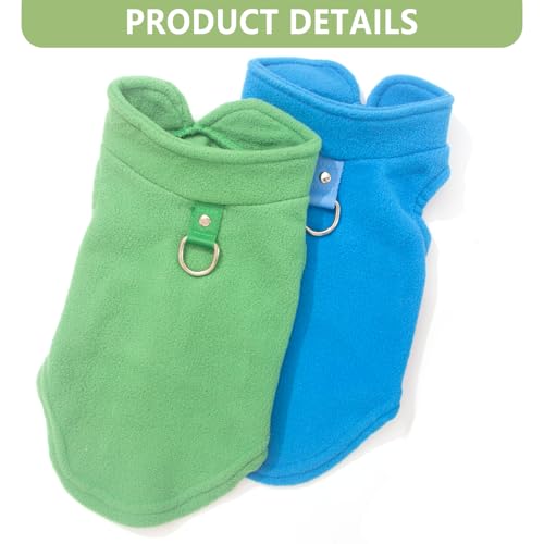 2 Pieces Fleece Dog Sweaters for Small Dogs Male (blue,green / X-Large(19-26lbs))