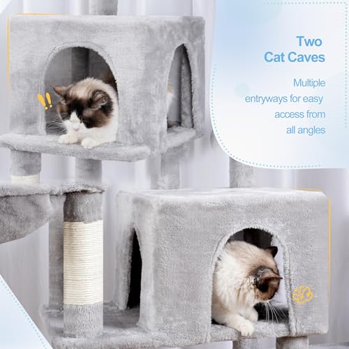 Cat Tree Tower with Stable Extended Base (Light Gray)