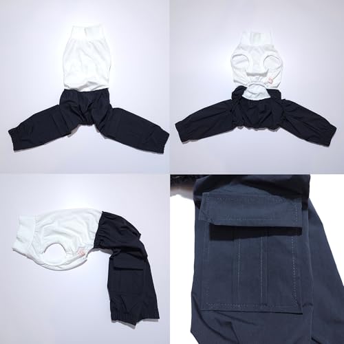D Doggy Star Italian Greyhound Clothes Cargo Pants Onesie Outfit Whippet for Dog Coat (S / Navy Cargo)