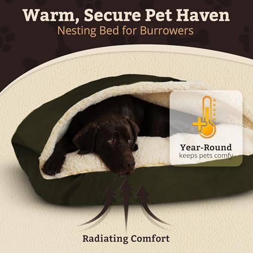 Rectangle Cozy Cave Dog Bed (Olive / Large)