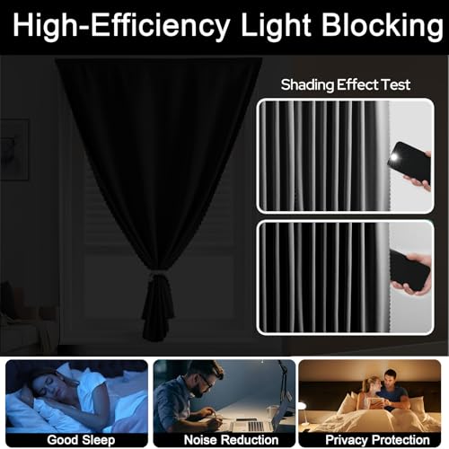 Self Adhesive Curtains (59"W x 71"L (Pack of 1) / Black)