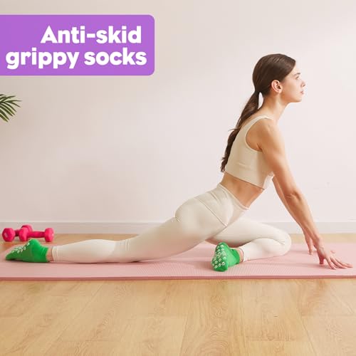12 Pairs Grip Socks for Women & Men (5.5-9 / Paw Pattern/Multicolor(12 Pairs))
