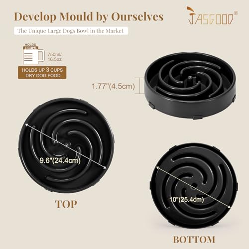 Slow Feeder Dogs Bowl for Large Medium Dogs (Large / A-Black)
